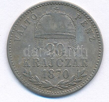 1870GYF 20kr Ag 'Váltó Pénz' T:3 Adamo M11.1