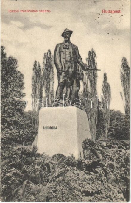 1909 Budapest XIV. Városliget, Rudolf trónörökös szobra. Divald Károly 41-1908
