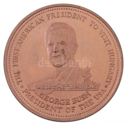 Bozó Gyula (1913-2004) 1989. 'George Bush látogatása Magyarországon' Br emlékérem (42,5mm) T:1- (eredetileg PP) kis kopás