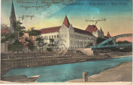 Nagybecskerek, Zrenjanin, Veliki Beckerek; Bega részlet, híd, törvényszék / riverside, bridge, court
