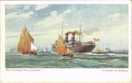 1918 Was des Bürgers Fleiss geschaffen. K.u.K. Kriegsmarine. Im Selbstverlage des Österr. Flottenvereines Serie Nr. VI. 1. s: A. Freiherr von Ramberg