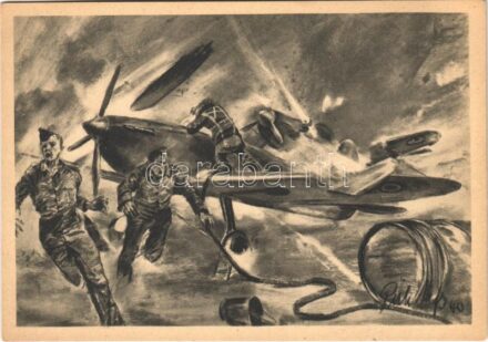 Deutsche Kampfflugzeuge überraschen eine englische Jagdstaffel beim Tanken. Der Adler die grosse Luftwaffen-Illustrierte s: R. Hess