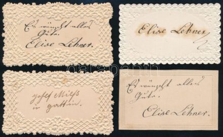 cca 1850 3 db dombornyomott üdvözlőkártya