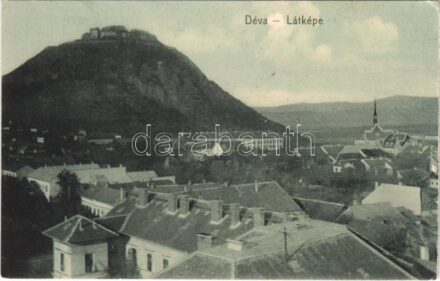 Déva, látkép a várral. Kroll Gyula kiadása / general view with the castle (Rb)