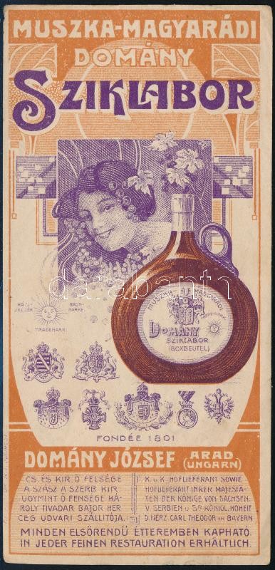 cca 1900-1920 Domány Sziklabor, Domány József cs. és kir. udvari szállító szecessziós számolócédula