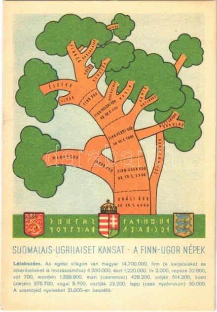 A finnugor népek; a Sugurahvaste Instituut (Rokonnépek Intézete) kiadása / Suomalais-Ugrilaiset Kansat / Finno-Ugric language family map