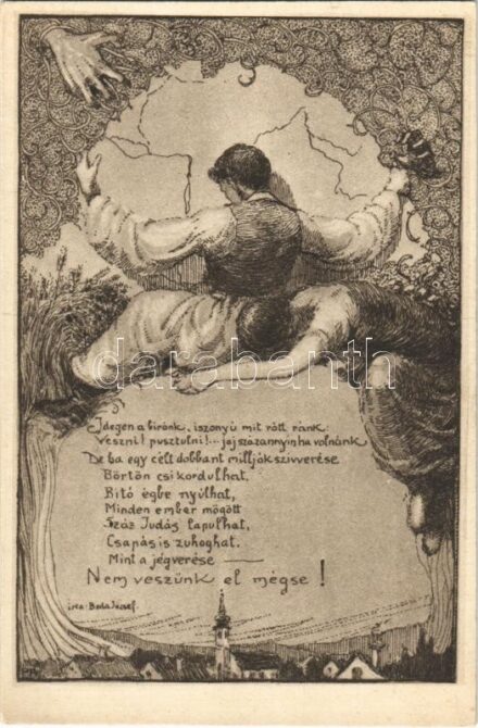 Nem veszünk el mégse! Kiadja a 'Szózat' Magyarország Területi Épségének Védelmi Ligája napilapja / 'We shall never perish!' Hungarian irredenta propaganda, Trianon s: Péczely Antal