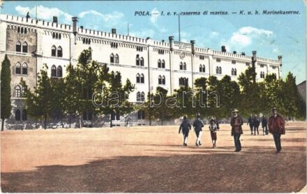 1911 Pola, Pula; I. e. r. caserma di marina / K.u.K. Marinekaserne / Austro-Hungarian Navy barracks, K.u.K. Kriegsmarine. R: Marincovich Nro. 1. (EB)