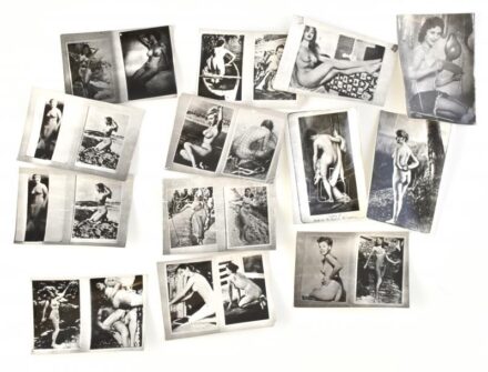 Vegyes erotikus fotó tétel, közte újságból kifotózott képekkel, 9×6 cm