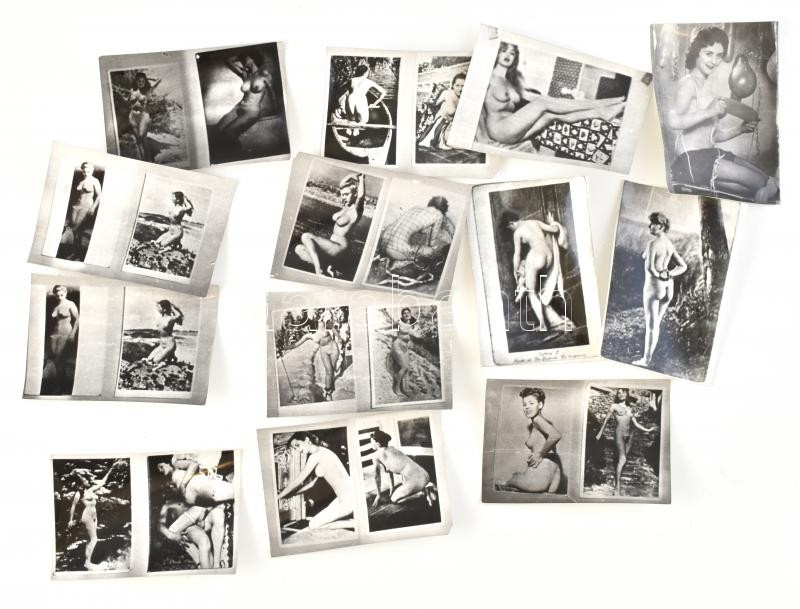 Vegyes erotikus fotó tétel, közte újságból kifotózott képekkel, 9×6 cm