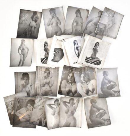 Vegyes erotikus fotó tétel, közte újságból kifotózott képekkel, 12×9 cm