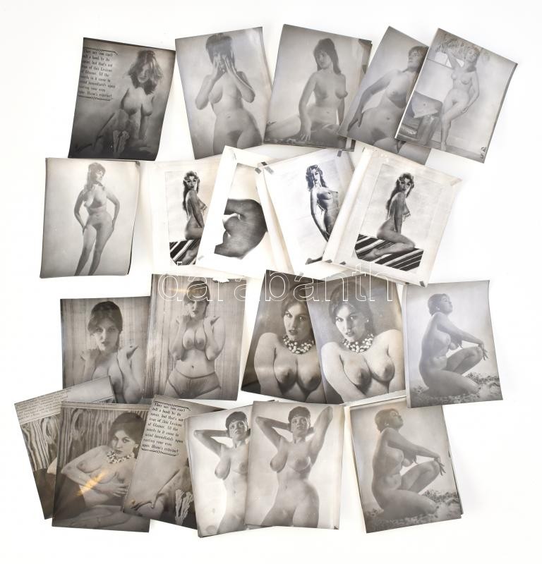 Vegyes erotikus fotó tétel, közte újságból kifotózott képekkel, 12×9 cm
