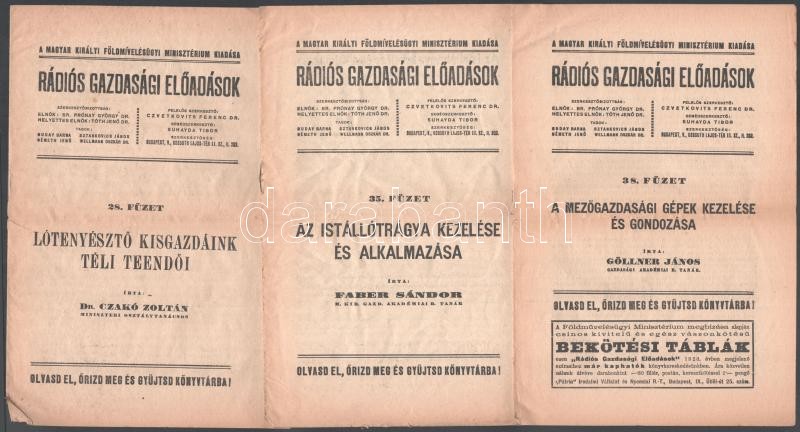 cca 1930 3 db Rádiós gazdasági előadások füzet hajtva