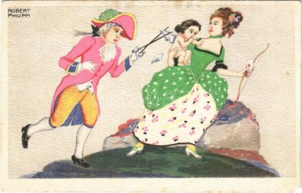 Romantic couple art postcard. B.K.W.I. 669-6. s: Robert Philippi (EM)
