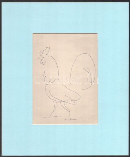 Reich Károly (1922-1988): Kakas. Golyóstoll, papír, Jelzés nélkül. 17x13 cm Paszpartuban