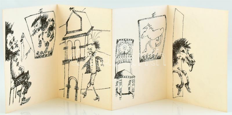 1975 Banga Ferenc rajzos kiállítási meghívója leporello