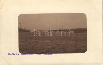 K.u.K. Kriegsmarine SMS Eskader vor Anker / Az Osztrák-Magyar Haditengerészet hajóraja / WWI Austro-Hungarian Navy squadron, battleships. photo (EK)