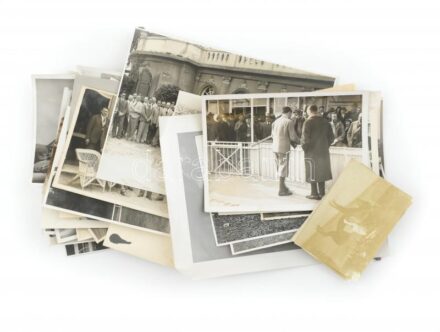 cca 1920-1950 Dóra Pál és Montágh András galamblövő világbajnok és bajnokokat ábárzoló fotók, különböző versenyekről, gyakorlásokról, stb kb 50 db