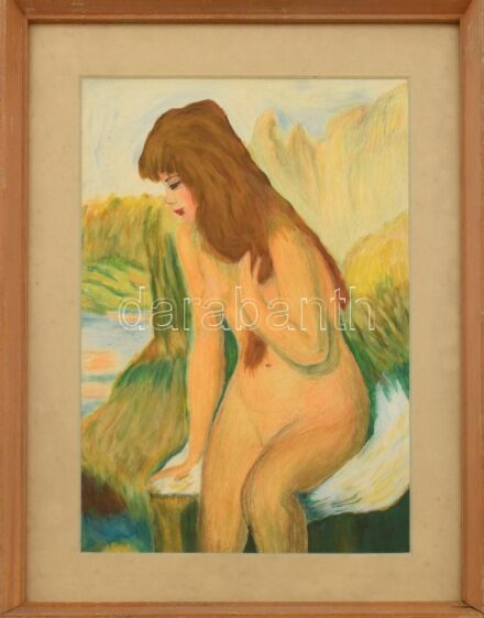 Jelzés nélkül: Akt. Pasztell, papír. 35x26 cm Üvegezett keretben