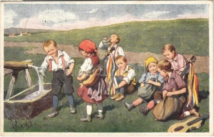 1921 Children art postcard. B.K.W.I. 175/6. s: K. Feiertag
