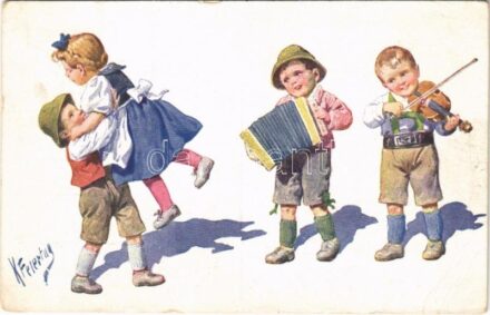 1916 Children art postcard, folklore. B.K.W.I. 194-6. s: K. Feiertag (EB)