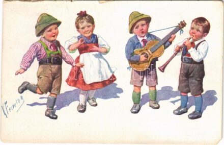 1917 Children art postcard, folklore. B.K.W.I. 194-5. s: K. Feiertag (EM)