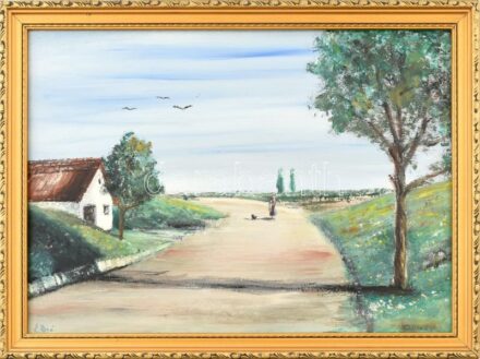 Lukács René (?-?): Bajnai szőlőhegy. Olaj, farost, jelzett, 36x50cm