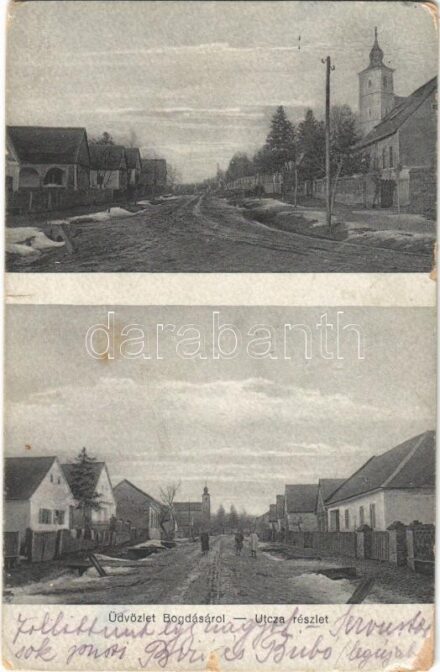 1922 Bogdása, utca, templom. Kálmán fényirda (r)