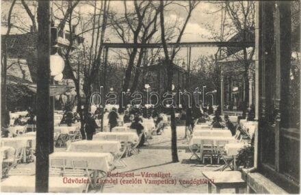 1912 Budapest XIV. Városliget, Gundel (ezelőtt Vampetics) vendéglő kerthelyisége