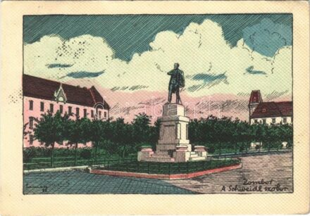 1938 Zombor, Sombor; Schweidel szobor. Kiadja a Délvidéki Egyetemi és Főiskolai Hallgatók Egyesülete / Hungarian irredenta propaganda, Trianon s: Lamoss (fl)