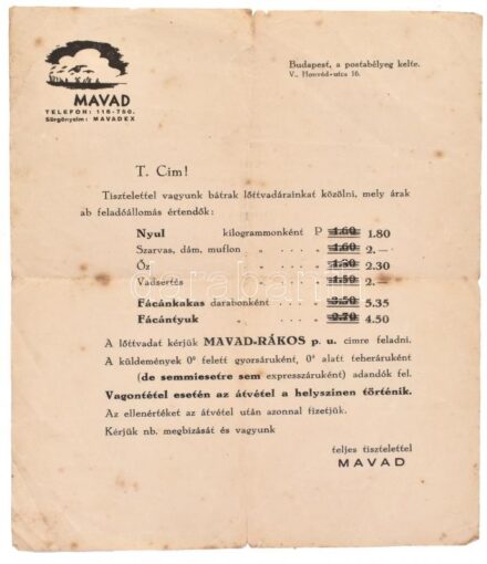 A MAVAD lőttvadárainak jegyzéke, foltos