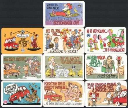 1982-1991 Közlekedésbiztonsággal kapcsolatos kártyanaptárak, 10 db