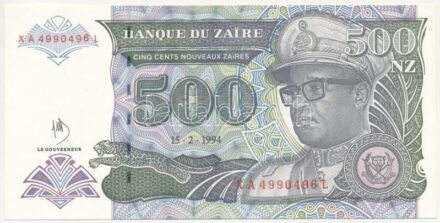 Zaire 1994. 500Z T:II Zaire 1994. 500 Zaires C:XF Krause P#63a