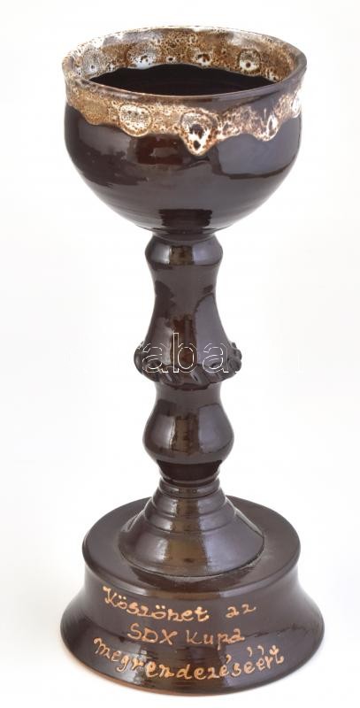 Csurgatott mázas kerámia kupa. SDX kupa. Hibátlan. 24 cm