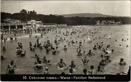1936 Varna, Warna; Familien Badestrand / family beach (EK)