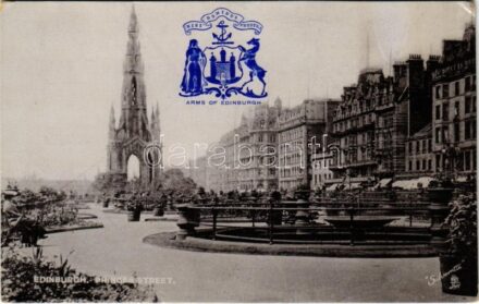 Edinburgh, Princes Street. Raphael Tuck & Sons' 'Silverette' Postcard 1559. Emb. coat of arms (EK)