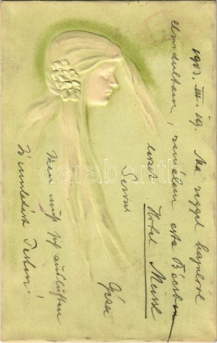 1903 Art Nouveau Lady. B.R.W. 417. Emb. litho