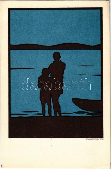Magyar cserkész művészlap / Hungarian boy scout art postcard s: Ifj. Gerritsen (EK)