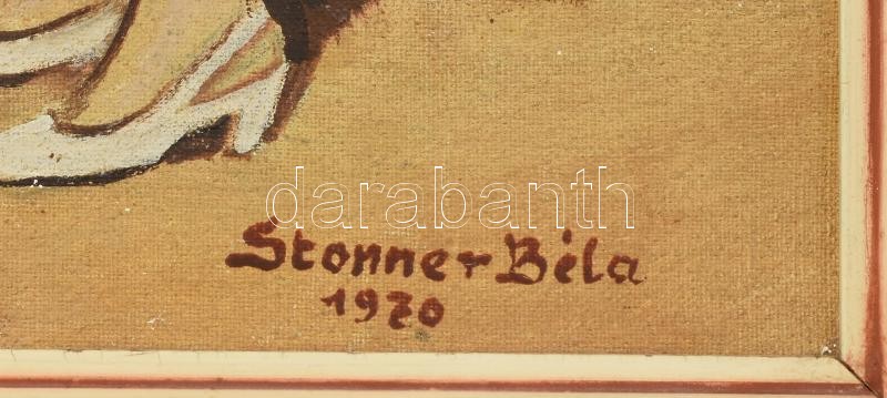 Stonner Béla (?-?): Lányok népviseletben. Olaj, vászon. Fa keretben, 40×28 cm - Image 2