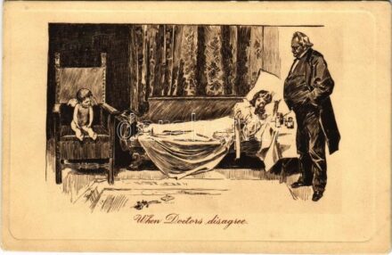 1910 'When doctors disagree' Lady art postcard 'Gibson Karte' No. 192. Alfred Schweizer Kunstverlag