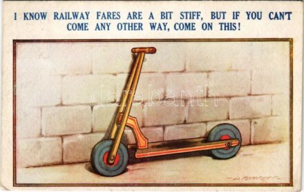 I know railway fares are a bit stiff, but if you can't come any other way, come on this! Bamforth & Co. 'Comic' Series No. 1066. (EK)