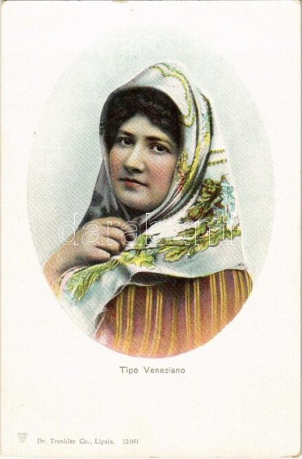 Tipo Veneziano / Italian folklore art postcard, Venetian lady