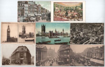 London - 58 db RÉGI képeslap légi felvételekkel is / 58 pre-1945 postcards with aerial views