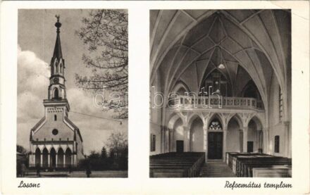 Losonc, Lucenec; Református templom, belső. Salamon Károly kiadása / Calvinist church, interior (EB)