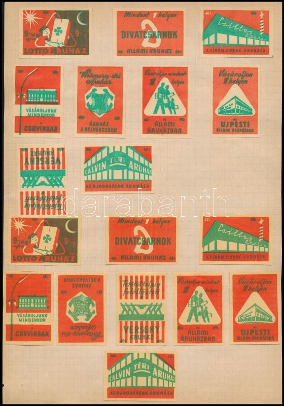 Állatok és áruházak 36 db gyufacímke papírlapra ragasztva - Image 2