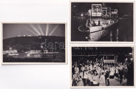 1938 Budapest XXXIV. Nemzetközi Eucharisztikus Kongresszus / 34th International Eucharistic Congress - 3 db régi képeslap / 3 pre-1945 postcards