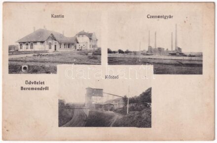 1914 Beremend, Cementgyár, kantin és kőtörő (EK)