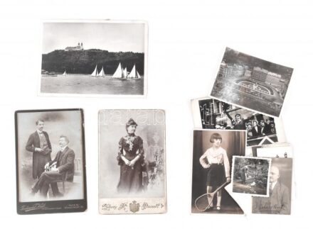 cca 1890-1940 Vegyes fotó tétel, közte csibeetetés, Kaszap István, teniszütős kislány, harangavatás, Tihany, keményhátú fotók, stb., vegyes méretben
