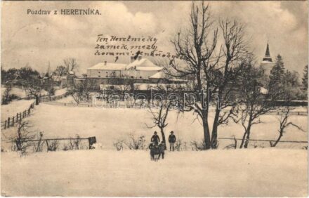 1922 Hertnek, Hertník, Heretník; vár télen / castle in winter (EK)