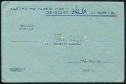 1941 Meghívó a rákoskeresztúri Pro Patriae Libertate cserkészcsapat báljára